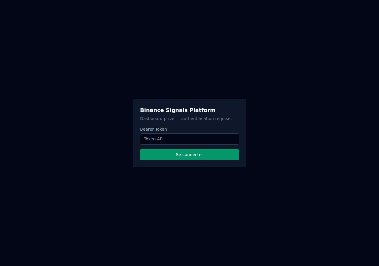Binance Signals Platform interface